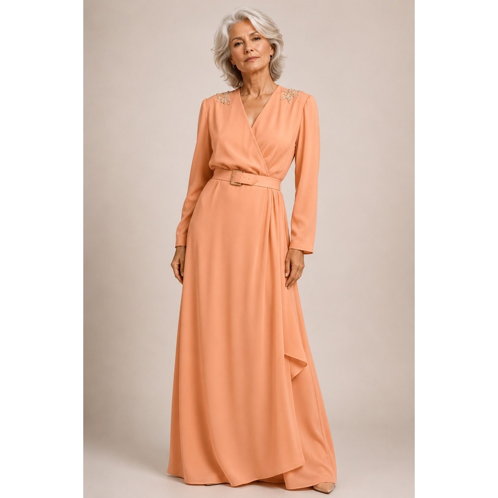 Unbranded Vintage 80s or 90s Peach Maxi Dress Gown Size Small